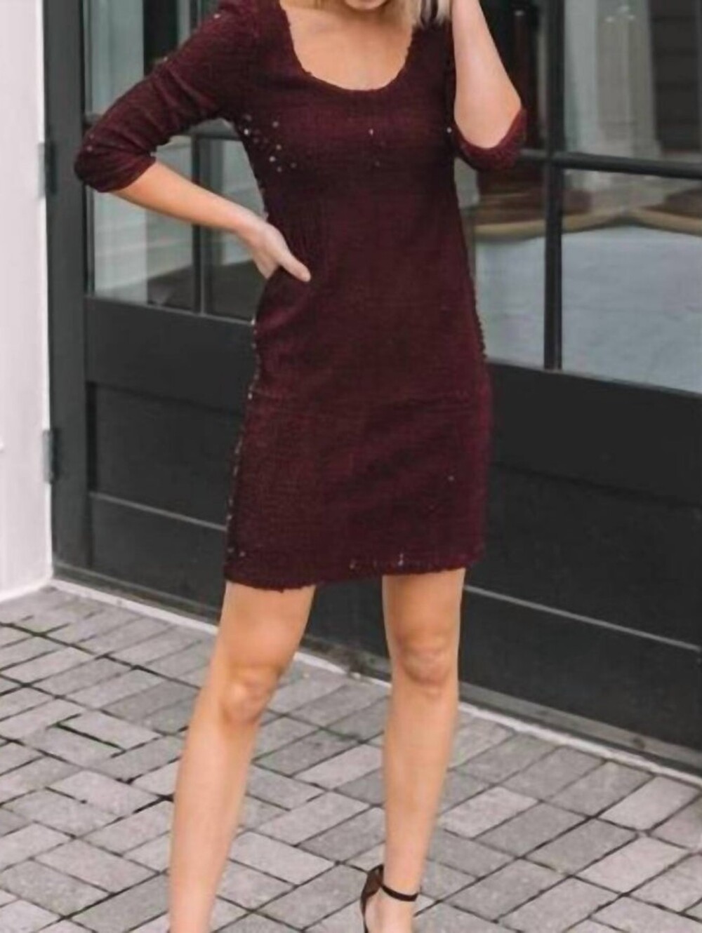 BB Dakota casablanca dress boysenberry dark red velvet sequins women's XS NWT